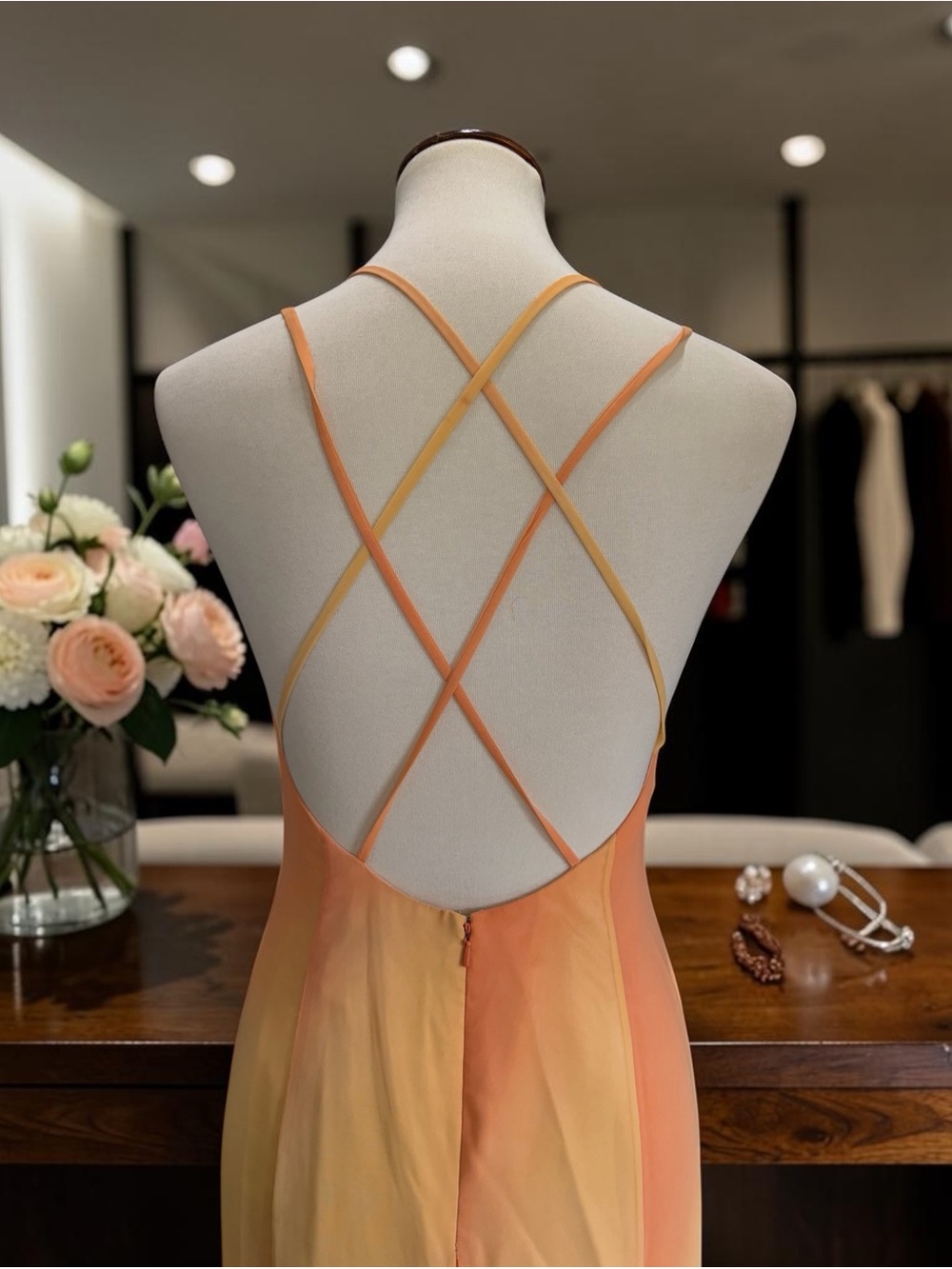 Sunset Ombre Maxi Slip Dress in Orange Size 8 - Picture 8 of 12